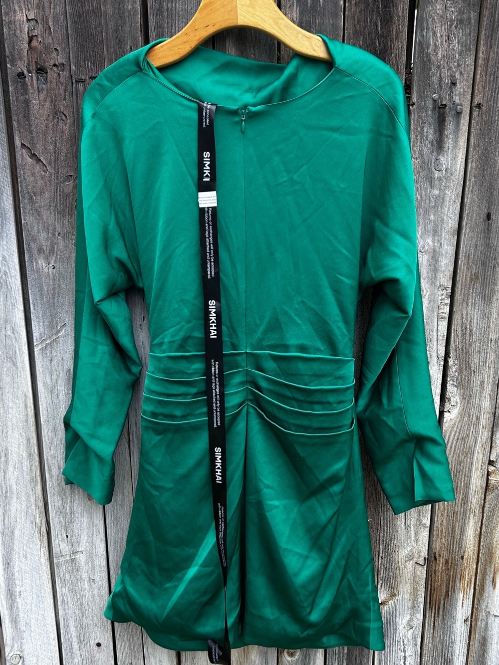 NWT Simkhai Harpor Satin Mini Dress Kelly Green 6 - Picture 9 of 16